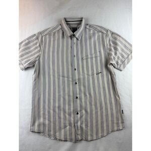 Kuhl Mens Short Sleeve Button Up Striped Casual Shirt Outdoor Beige‎ L